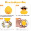 wonuu Car Rubber Duck, Yellow Duck Decoration Dashboard with Sun Hat Swim Ring Necklace Sunglasses for Car Dashboard Decorations, Black White Cowboy Hat-Transparent-Big Pearl view 4