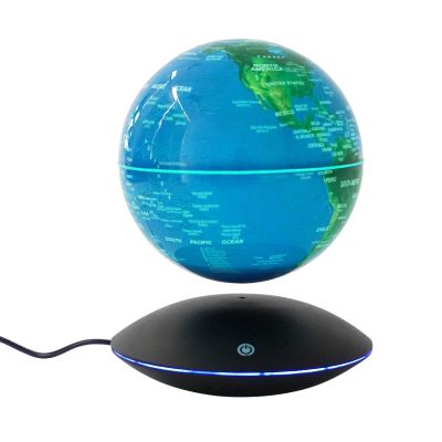 Floating Globe Magnetic Levitation with LED Color Changing Light and Touch Control, Magnetic Levitating Globe for Desk Office Home Decor Educational Gift for Men Father Boys Boss,Blue
