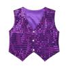 vastwit Kids Boys Girls Waistcoat Sequined Vest Sleeveless Buttons Jacket Hip-hop Jazz Dance Party Tops Purple 14-15 Years view 1