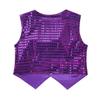 vastwit Kids Boys Girls Waistcoat Sequined Vest Sleeveless Buttons Jacket Hip-hop Jazz Dance Party Tops Purple 14-15 Years view 2