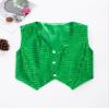 vastwit Kids Boys Girls Waistcoat Sequined Vest Sleeveless Buttons Jacket Hip-hop Jazz Dance Party Tops Green 14-15 Years view 3