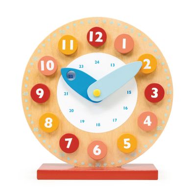 Mentari Toys - Teaching Clock - Wooden Toy for Learning The Time - Moving Hour and Minute Hands - Develop Time and Early Math Skills - Educational Toy for Toddlers and Preschoolers - Age 3+