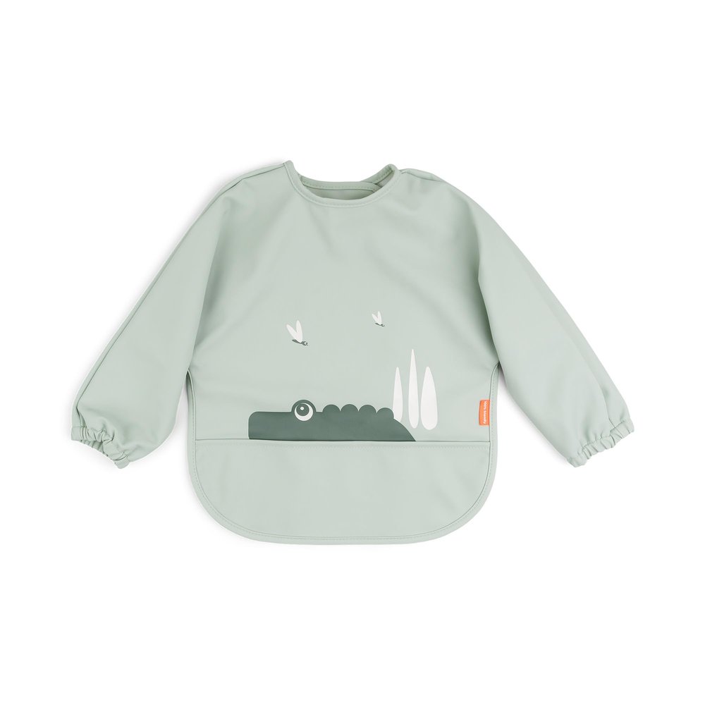 Done by Deer Long Sleeved Baby Bib - OEKO-TEX - Waterproof, Adjustable Smock Bib for Babies and Toddlers, Croco Design