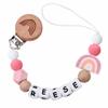 Personalized Pacifier Clip with Name Custom Stroller Clip Silicone Pacifier Chain Holder Clips (Rainbow) view 1