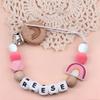 Personalized Pacifier Clip with Name Custom Stroller Clip Silicone Pacifier Chain Holder Clips (Rainbow) view 4