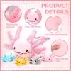 Aoriher 5 Pcs Axolotl Plush Set 24 Inch Mommy Axolotl Stuffed Animal with 4 Cute Plush Babies in Belly Soft Cuddly Plushie for Kids Sleeping Birthday Graduation Valentine Gift Party Favors(Pink) view 3