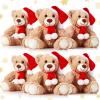Aoriher 6 Pcs Christmas Bear Bulk Stuffed Animal Plush Operation Christmas Baby Shower Winter Bear Toys Soft Cute Xmas Dolls Decorations (Khaki) view 1