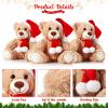 Aoriher 6 Pcs Christmas Bear Bulk Stuffed Animal Plush Operation Christmas Baby Shower Winter Bear Toys Soft Cute Xmas Dolls Decorations (Khaki) view 2