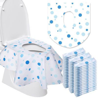50 Packs Disposable Toilet Seat Covers Extra Large Individually Wrapped for Kids and Adults, Portable Non Slip Waterproof Potty Seat Covers for Toddlers Potty Training, Travel (Dot)