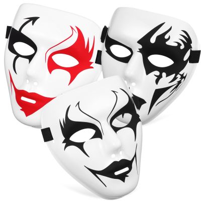 ABOOFAN Halloween Decor 3pcs White Face Mask Blank Painting Male Full Face Mask for Halloween Ghost Cosplay Masquerade Hip Hop Dance Party Favors Halloween Mask