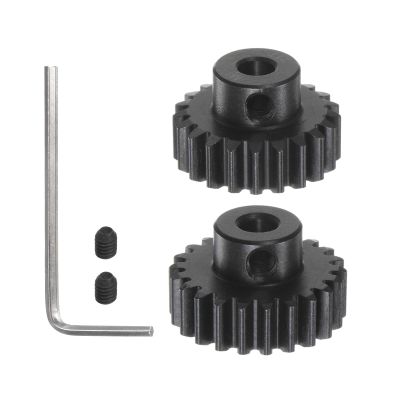 HARFINGTON Mod 1 M1 Pinion Motor Gear Set 2pcs 21T 22T Fit 5mm RC Motor Shaft M1 Pitch Gears for RC Car, with Hex Key
