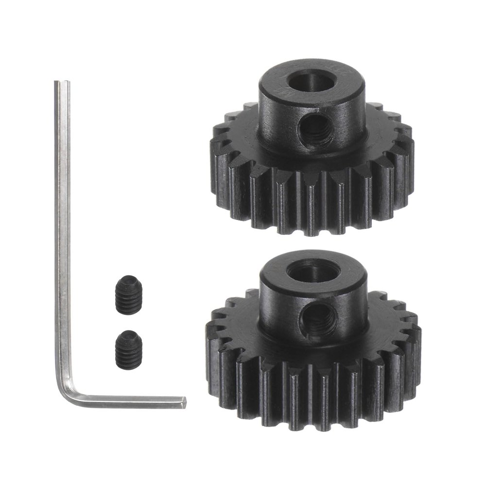 HARFINGTON Mod 1 M1 Pinion Motor Gear Set 2pcs 21T 22T Fit 5mm RC Motor Shaft M1 Pitch Gears for RC Car, with Hex Key