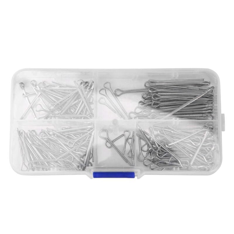 175Pc Split PINS Cotter Fixings Set Assorted Sizes Zinc Plated Steel Hard Case