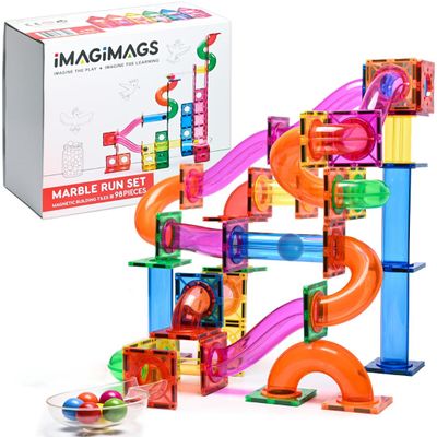 IMAGIMAGS Magnetic Building Tiles, 98 Piece Marble Run Set for Boys Girls Kids, Educational Creative Learning Activity Building Block Toddler Toys, STEM, Children Ages 5 Years +