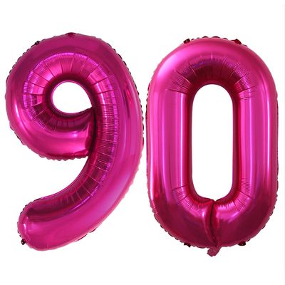GOER Number 90 Balloons for 90th Birthday Party Decorations,42 Inch Jumbo Foil Helium Balloons for 90th Anniversary (Bright Peach)