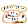 Mentari Toys - Town Train Set - Wooden Train with Magnetic Carriages, Buildings, Trees, Road Signs and Bridge - Compatible with Major Brands - Encourages Imaginative Play and Storytelling - Age 3+ view 1
