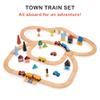 Mentari Toys - Town Train Set - Wooden Train with Magnetic Carriages, Buildings, Trees, Road Signs and Bridge - Compatible with Major Brands - Encourages Imaginative Play and Storytelling - Age 3+ view 2