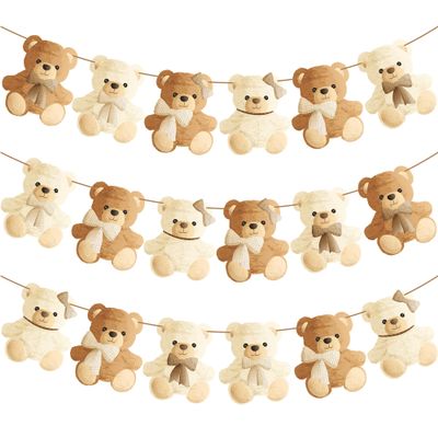 2pcs We Can Bearly Wait Baby Shower Banner & Garland Decorations - Teddy Bear Theme for Gender Reveal Party