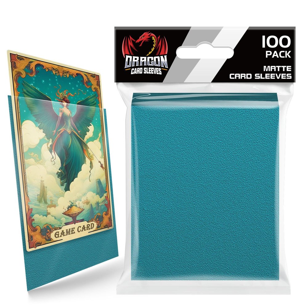 100 Count Matte Card Sleeves for Trading Cards, Standard Size Protective Sleeves Deck Card Protectors Fit for Baseball Cards, Sports Cards, MTG, Game Card Standard Cards (Cyan)