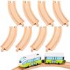 Liliful Pack of 8 Wood Train Track Expansion Packs Compatible with Most Train Tracks(6.3 x 1.57 x 0.63 Inch,Curved) view 1