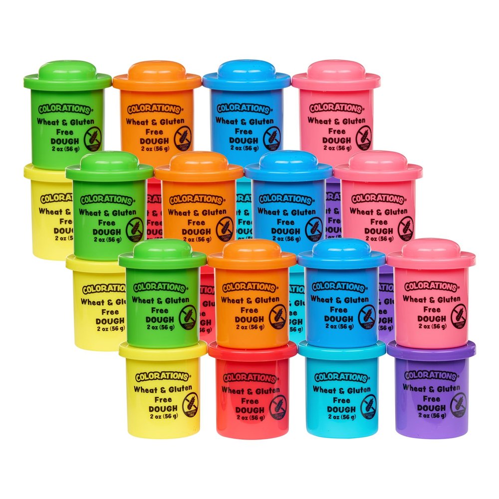 Colorations 24 Wheat & Gluten Free Classic Dough - 8 Colors (2oz Each) | Non-Toxic, Play Dough, Bulk Set, Sensory Kit, Party Favors, Classroom Pack