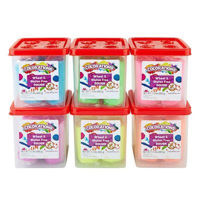 Colorations Wheat & Gluten Free Neon Dough Classroom Pack 6 Colors, 2 of Each, 1.5 lbs | Non-Toxic, Play Dough, Bulk Set, Party Favors