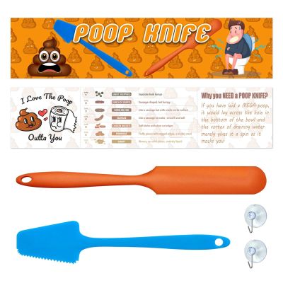 COZYMATE 2Pcs Poop Divider Knife for Toilet Adult Funny Gag Gift Ideas for Christmas White Elephant Gifts Exchange (OrangeBlue, 2P)