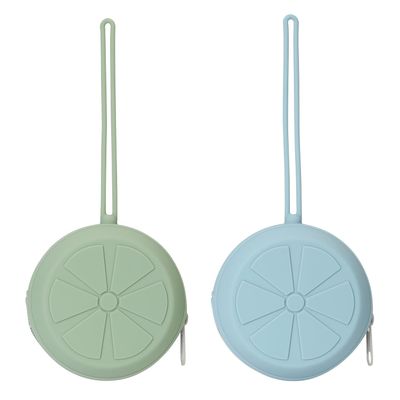 Eoopoon Silicone Pacifier Holder Case, Silicone Pacifiers Storage Case for Newborn, BPA-Free Portable Travel Pacifier Pouch for Boys & Girls(Sage, Ether)