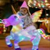 bDDeDD Kids Inflatable Unicorn Costume, Riding Unicorn Air Blow-up Deluxe with LED Light for Halloween Party Unicorn M view 1