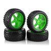Chanmoo 1/10 RC Off Road Tires and Wheels Rims 12mm Hex Set Front and Rear 87mm Rubber Buggy Tyres Foam Inserts for 1:10 Off-Road Car HSP Kyosho HPI Tamiya HSP 94107 94166 94106 94155 4PCS (Green) view 1