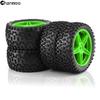 Chanmoo 1/10 RC Off Road Tires and Wheels Rims 12mm Hex Set Front and Rear 87mm Rubber Buggy Tyres Foam Inserts for 1:10 Off-Road Car HSP Kyosho HPI Tamiya HSP 94107 94166 94106 94155 4PCS (Green) view 4