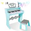 deAO Toddler Piano for Girls 3-6 Years - 25 Key Baby Piano Keyboard with Stool & Microphone-22 Songs Educational Musical Toy, Birthday Christmas Girls Gifts (Blue) view 1