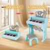 deAO Toddler Piano for Girls 3-6 Years - 25 Key Baby Piano Keyboard with Stool & Microphone-22 Songs Educational Musical Toy, Birthday Christmas Girls Gifts (Blue) view 3