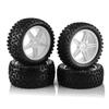 Chanmoo 1/10 RC Off Road Tires and Wheels Rims 12mm Hex Set Front and Rear 87mm Rubber Buggy Tyres Foam Inserts for 1:10 Off-Road Car HSP Kyosho HPI Tamiya HSP 94107 94166 94106 94155 4PCS (White) view 1