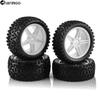 Chanmoo 1/10 RC Off Road Tires and Wheels Rims 12mm Hex Set Front and Rear 87mm Rubber Buggy Tyres Foam Inserts for 1:10 Off-Road Car HSP Kyosho HPI Tamiya HSP 94107 94166 94106 94155 4PCS (White) view 4