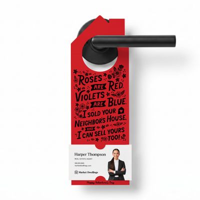 Market Dwellings Roses Are Red Violets Are Blue I Sold Your Neighbor and I Can Sell You Too Door Hangers for Real Estate Agents, 10 Pack, 9.44 x 3.22 Inch, Scarlet