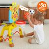 Move2Play, Giraffe Basketball Hoop & Soccer Goal Activity Center | 30+ Sounds & Songs + 5 Lights | 1 2 3 Year Old Birthday Gift for Boys and Girls | Toy for Baby & Toddlers (Yellow) view 2