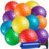 Bedwina Mini Knobby Balls - (Pack of 12) Bulk 5 Inch Sensory Balls and Spiky Massage Stress Balls with Pump, Fun Bouncy Ball Party Favors view 1