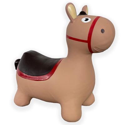 Brown Donkey Bounce & Ride-on Inflatable Hopper Toddler Toy with Pump