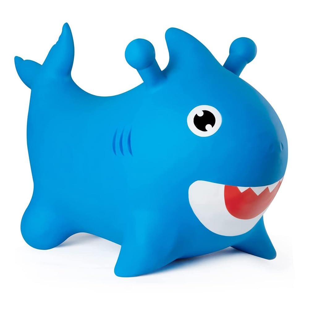 Blue Shark Bounce & Ride-on Inflatable Hopper Toddler Toy with Pump