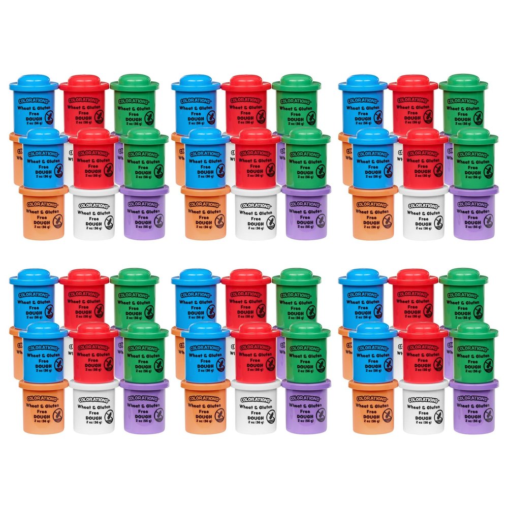 Colorations 72 Wheat & Gluten Free Glitter Dough - 6 Colors (2 oz Each)