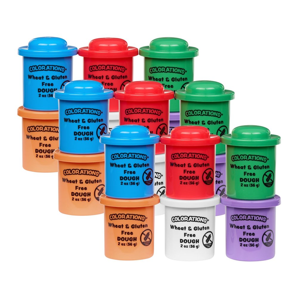 Colorations 18 Wheat & Gluten Free Glitter Dough - 6 Colors (2 oz Each)
