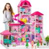 Doloowee Dolls House for Girls Toys, 4 Stories 10 Rooms Dollshouse with 2 Princesses Slide Accessories, Playset for Toddler Playhouse Gift for for 3 4 5 6 7 8+ Year Old Girls Toys view 1