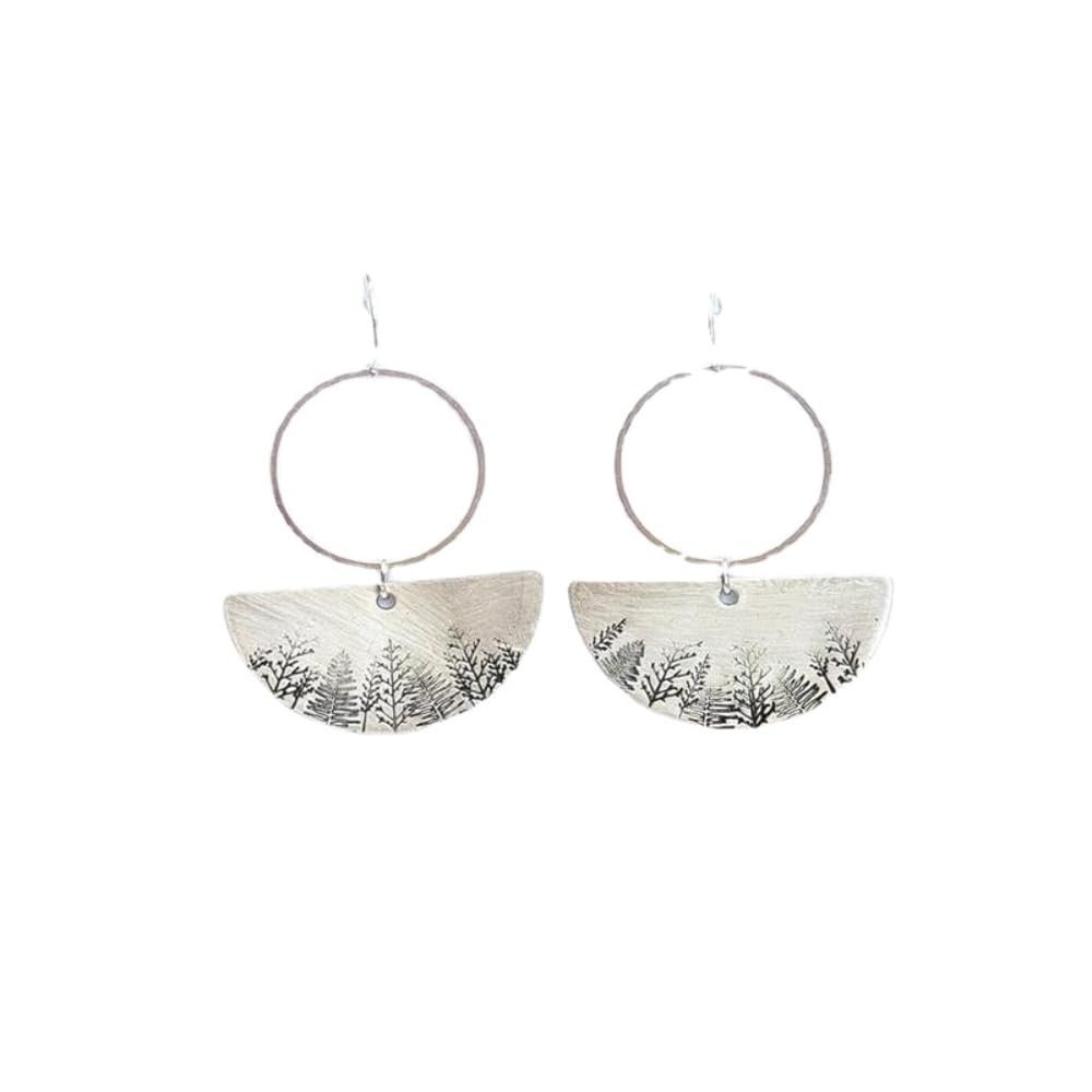 Retro Simple Desert Forest New Tree-shaped Semicircle Geometric Earrings Women