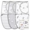 Mama Cheetah Preemie Swaddle Sack, Organic Swaddling Sleep Sacks for Preemies, Preemie Swaddle Blanket Wrap, Easy Swaddles for Premature Baby Boy Girl 4-7 lbs, Newborn Essentials, 4-Pack, Grey view 1