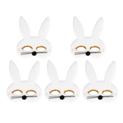 5PCS Halloween Rabbit Mask Half Face Mask Costume for Toddlers Classroom Activities Costume Parties Birthday Party Supplies