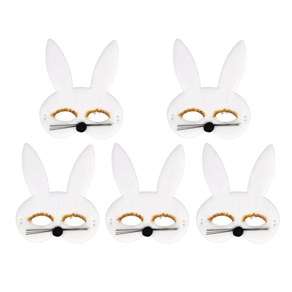 5PCS Halloween Rabbit Mask Half Face Mask Costume for Toddlers Classroom Activities Costume Parties Birthday Party Supplies