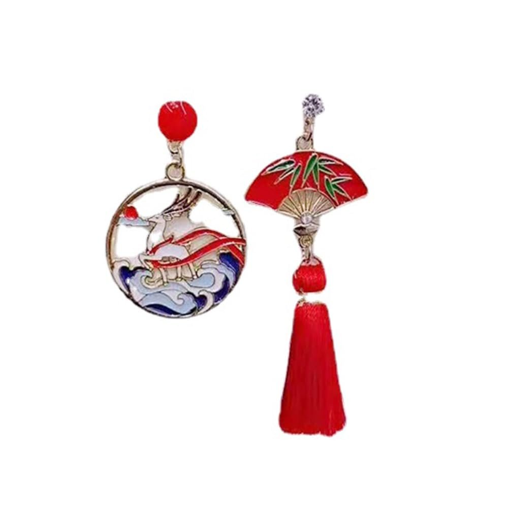 Beautiful Ancient Style Folding Fan Earrings Female Retro Chinese Style Auspicious Earrings