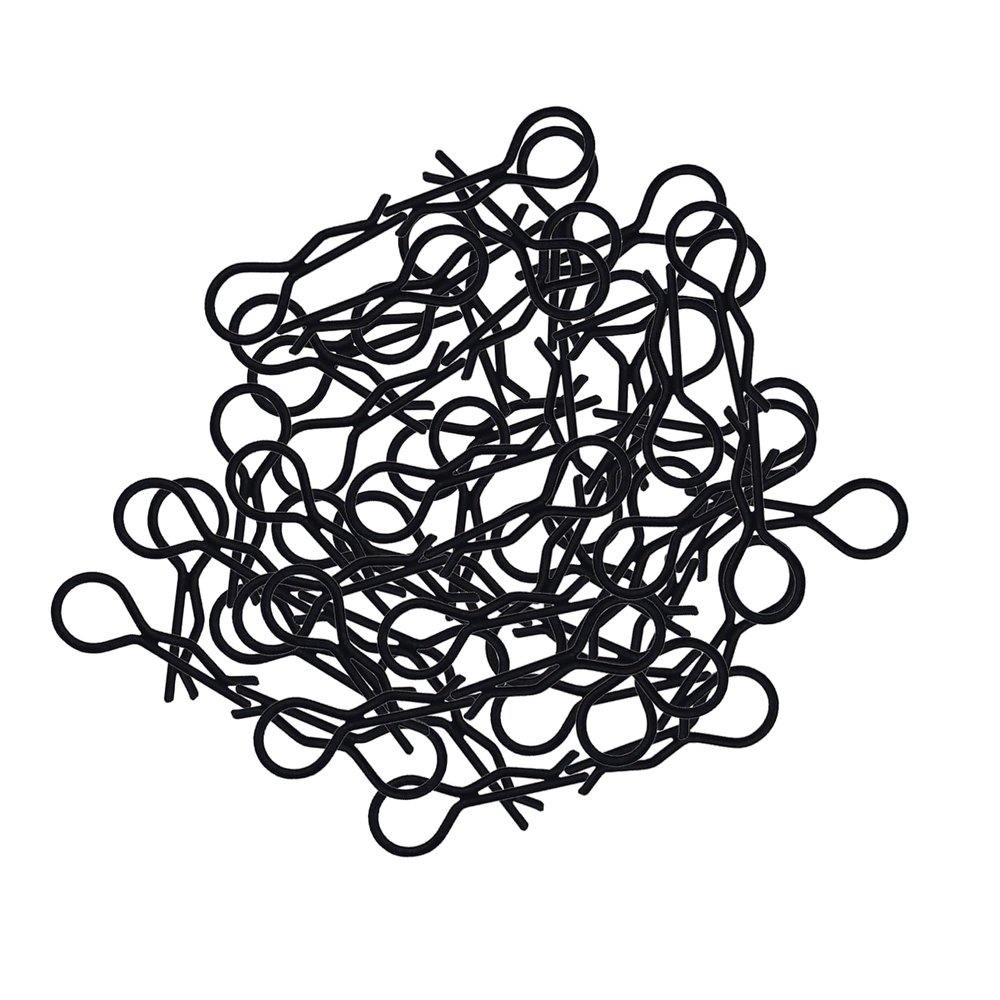 100pcs RC Body Clips Bent Springy R Pins Bent for 1/8 1/10 1/12 Car Truck Crawler Buggy Shell Replacement (Black)
