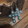Cross Design Beads Stone Earring Vintage Large Earrings view 2